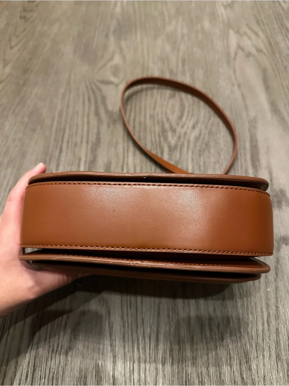 Zara Tan Saddle-Style Leather Crossbody
